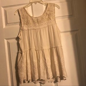 Knox rose cream tank with crochet detail